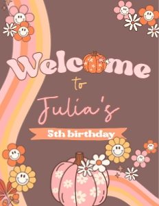Pumpkin Groovy Welcome Sign - www.printerfairy.com design preview