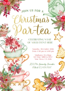 Christmas Tea Party  Invitation - www.printerfairy.com design preview