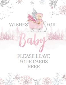 Winter Wonderland Bear Baby Shower Wishes for Baby - www.printerfairy.com design preview