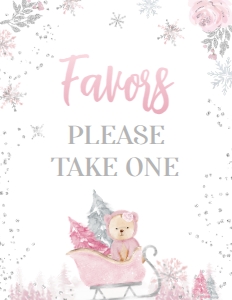 Winter Wonderland Bear Baby Shower Favors Sign (8.5x11) - www.printerfairy.com: Winter Wonderland Bear Baby Shower Favors Signs - www.printerfairy.com