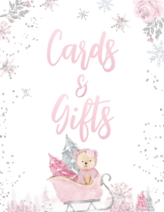 Winter Wonderland Bear Baby Shower Cards and Gifts Sign (8.5x11) - www.printerfairy.com: Winter Wonderland Bear Baby Shower Favors Signs - www.printerfairy.com