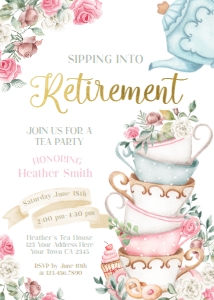 Tea Retirement Invitation (5x7) - www.printerfairy.com: Tea Retirement Invitation (5x7) - www.printerfairy.com