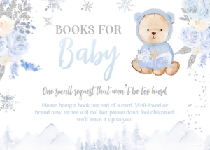 Winter Wonderland Bear Baby Boy Shower Books for Baby Inserto (3.5x2.5) - www.printerfairy.com design preview