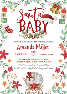 Santa Baby Shower Invitation (red, green) - www.printerfairy.com design preview
