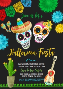 Halloween Fiesta_ Invitation (Red,Yellow,Green Black) - www.printerfairy.com: Halloween Fiesta_ Invitation (Red,Yellow,Green Black) - www.printerfairy.com