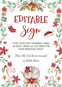 Santa Baby Shower Editable Sign (red, green) - www.printerfairy.com design preview