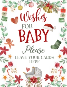 Santa Baby Shower Wishes for Baby Sign (red, green) - www.printerfairy.com design preview