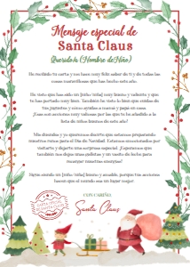 Santa Carta mensaje especial (rojo, verde) - www.printerfairy.com design preview