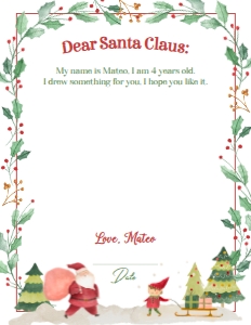 Letter to Santa 8,5x11( draw) (red, green) - www.printerfairy.com: Letter to Santa (draw) (red, green) - www.printerfairy.com