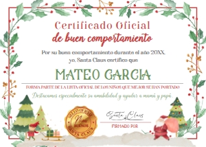 Santa Certificado Niños Buenos (rojo, verde) - www.printerfairy.com design preview