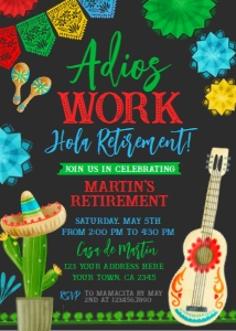 Retirement Fiesta Invitation (black, red) - www.printerfairy.com design preview