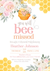 Bee Retirement  Invitation (Pink Yellow) - www.printerfairy.com design preview