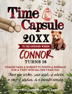 Bear Lumberjack Time Capsule Sign (8.5x11) - www.printerfairy.com design preview
