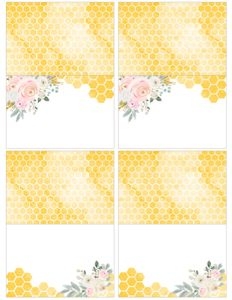 Bee Birthday Food Tents (Pink Yellow) - www.printerfairy.com design preview