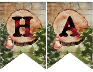 Bear Lumberjack Happy Birthday Banner (11x8.5) - www.printerfairy.com design preview