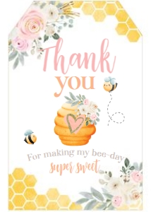 Bee Birthday Favor Tag (Pink yellow) - www.printerfairy.com design preview