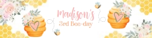 Bee Birthday Water Bottle (Pink yellow) - www.printerfairy.com design preview