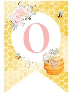 Bee Birthday Invitation ONE Banner (Pink Yellow) - www.printerfairy.com design preview