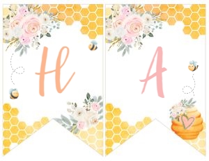 Bee Birthday Invitation Banner (Pink Yellow) - www.printerfairy.com design preview