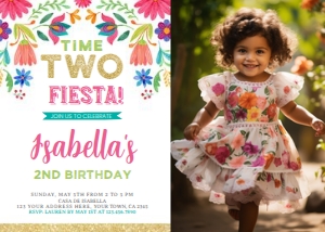 Time Two Fiesta Invitation with Photo (7x5) - www.printerfairy.com design preview