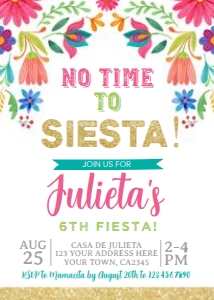 Fiesta Floral Birthday Invitation (5x7) - www.printerfairy.com design preview