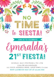 Fiesta 21st Birthday Invitation - www.printerfairy.com design preview