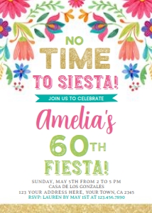 Fiesta 60th Invitation Birthday - www.printerfairy.com design preview
