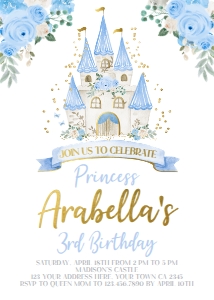 Princess Castle Invitation (Blue) - www.printerfairy.com design preview