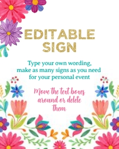 Fiesta Floral Editable Sign (16x20) - www.printerfairy.com design preview