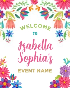 Fiesta Floral Welcome Sign (16x20) - www.printerfairy.com design preview