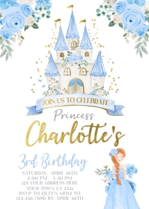 Princess Castle Birthday Invitation_2 (blue) - www.printerfairy.com design preview
