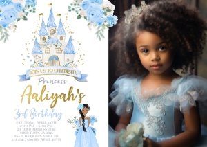 Princess Castle Birthday Invitation_4 with photo (blue) - www.printerfairy.com design preview