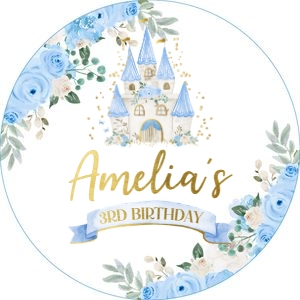 Princess Castle Birthday Topper (Blue) - www.printerfairy.com design preview