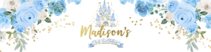 Princess Castle Birthday Water Bottle Label (Blue) - www.printerfairy.com design preview