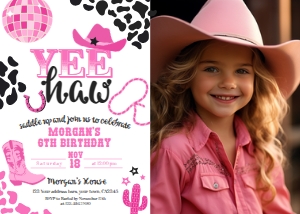 Cowgirl Disco with photo (white) - www.printerfairy.com design preview