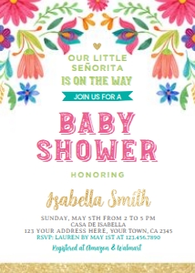 Fiesta Invitation Baby Shower Señoritas - www.printerfairy.com design preview