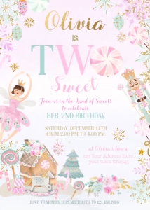 Nutcracker 2nd Birthday Invitation (pink, mint)- www.printerfairy.com design preview