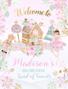 Nutcracker Birthday Welcome Sign 8.5x11 (pink, green) - www.printerfairy.com design preview