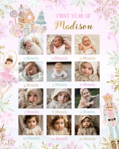 Nutcracker Birthday Board Photo (pink, green)- www.printerfairy.com design preview