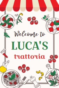 Trattoria Birthday Welcome Sign 24x36 (red, green) - www.printerfairy.com: Trattoria Birthday Welcome Sign 8.5x11 (red, green) - www.printerfairy.com