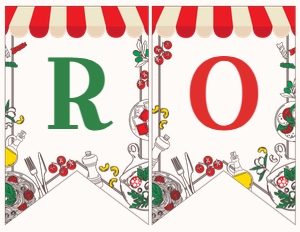 Trattoria Birthday Banner Name (red, green) - www.printerfairy.com: Trattoria Birthday Banner Birthday (red, green) - www.printerfairy.com