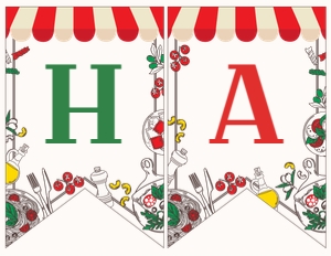 Trattoria Birthday Banner Birthday (red, green) - www.printerfairy.com: Trattoria Birthday Banner Birthday (red, green) - www.printerfairy.com