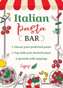 Trattoria Birthday Act. Sign 1 (red, green) - www.printerfairy.com: Trattoria Birthday Act. Sign 1 (red, green) - www.printerfairy.com
