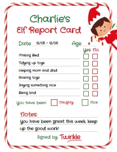 Christmas Elf Report Card - www.printerfairy.com design preview