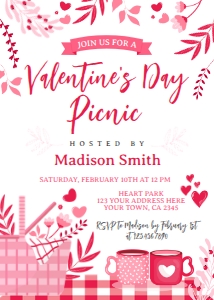 Valentine's Picnic Invitation (red) - www.printerfairy.com design preview