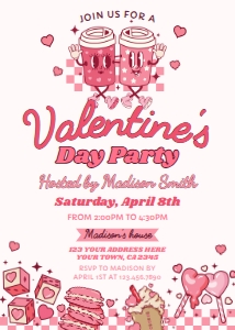 Valentine's Day Party Invitation_2 (pink) - www.printerfairy.com design preview