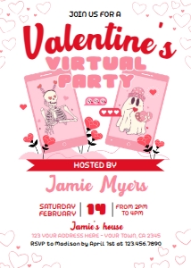 Valentine's Virtual Party Invitation_2 (pink) - www.printerfairy.com design preview