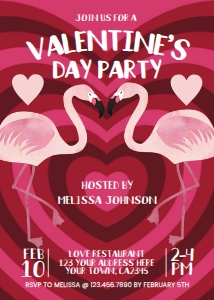 Valentine's Day Flamingo Invitation - www.printerfairy.com design preview