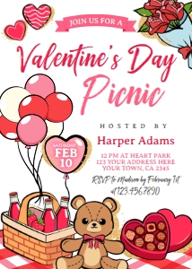 Valentine's Picnic Invitation_ (red) - www.printerfairy.com design preview