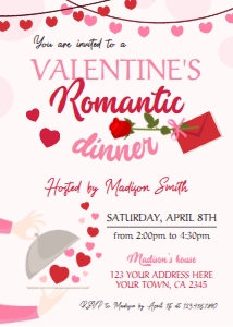 Valentine's Romantic Dinner (pink) - www.printerfairy.com design preview
